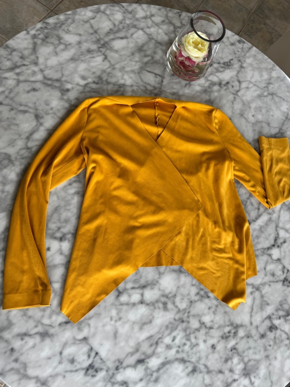 Women's Mustard Yellow Suede Long Sleeve Tunic